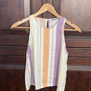 TART striped linen blend top. 💜💙💛